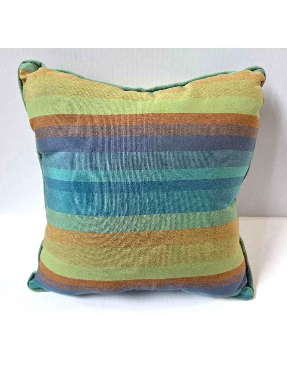 Sunbrella Pillow Astoria Lagoon Blue Green Stripe Outdoor Beach Patio 16